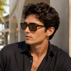 Black Brown Rectangle Trendy Polarized Sunglasses for Men
