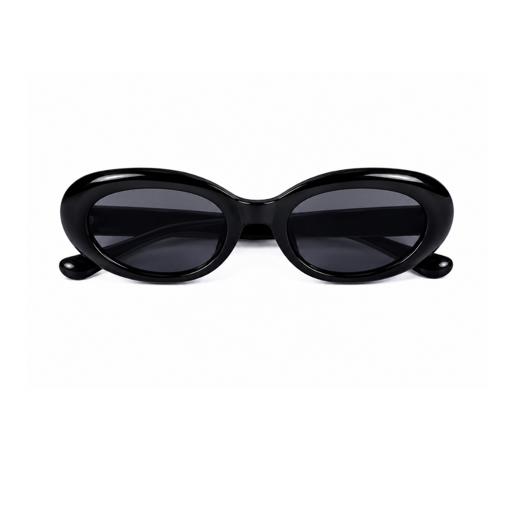 Black Oval Trendy Polarized Sunglasses for Men and Women