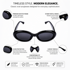 Black Oval Trendy Polarized Sunglasses for Men and Women