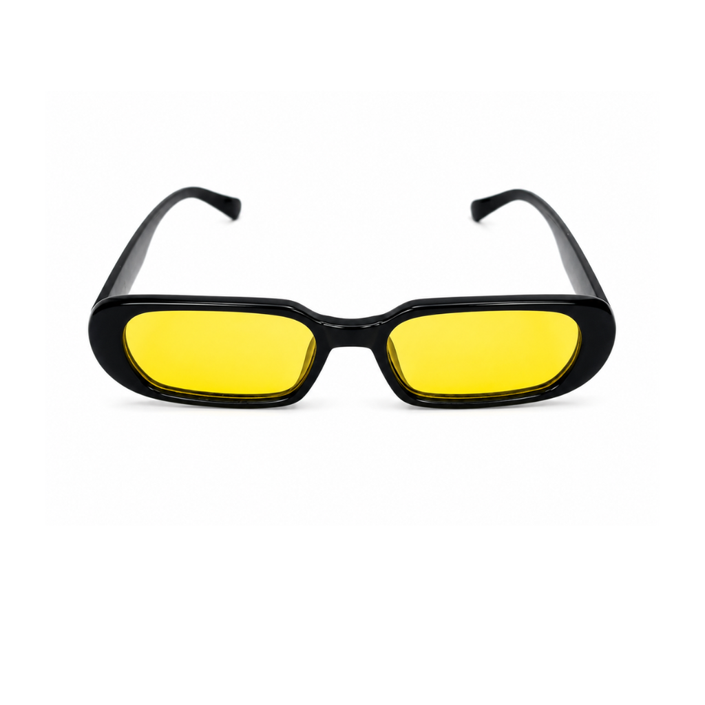 Black Yellow Oval Polarised Trendy Sunglasses for Men and Women