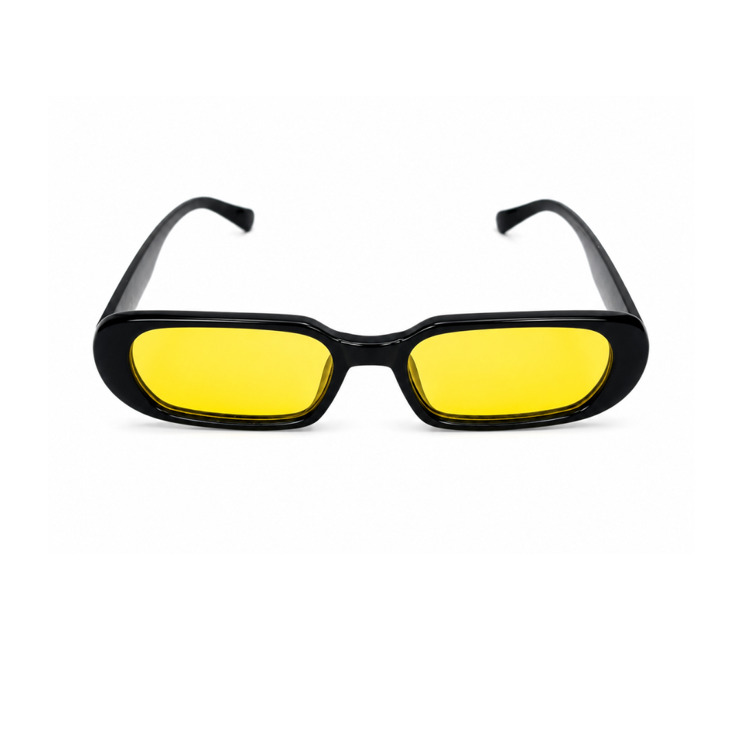 Black Yellow Oval Polarised Trendy Sunglasses for Men and Women
