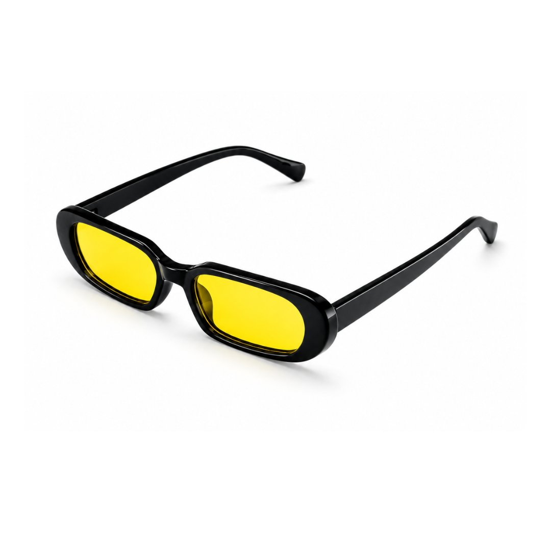 Black Yellow Oval Polarised Trendy Sunglasses for Men and Women