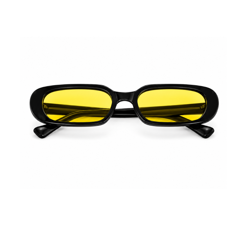 Black Yellow Oval Polarised Trendy Sunglasses for Men and Women