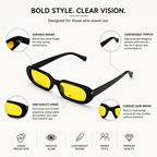 Black Yellow Oval Polarised Trendy Sunglasses for Men and Women