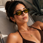 Black Yellow Oval Polarised Trendy Sunglasses for Men and Women