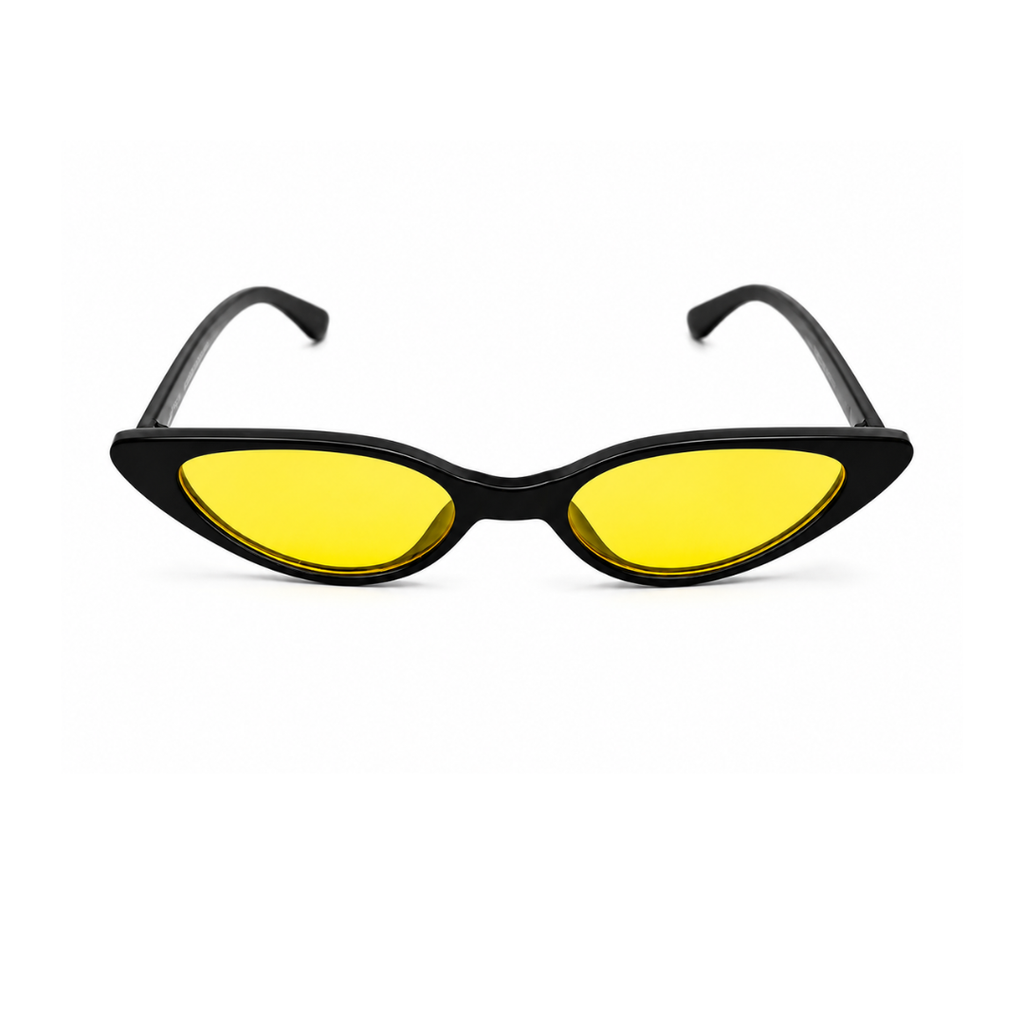 Black Yellow Cat Eye Funky Sunglasses for Men and Women
