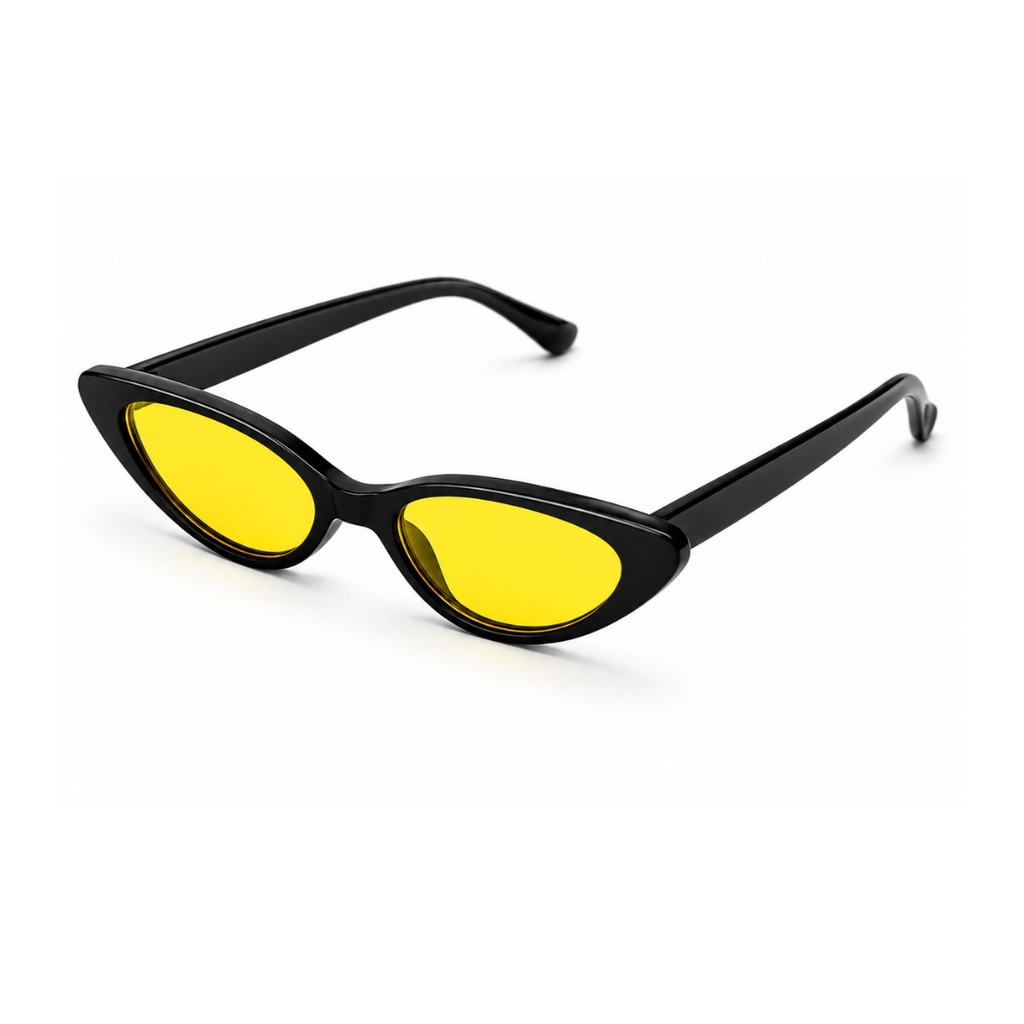 Black Yellow Cat Eye Funky Sunglasses for Men and Women