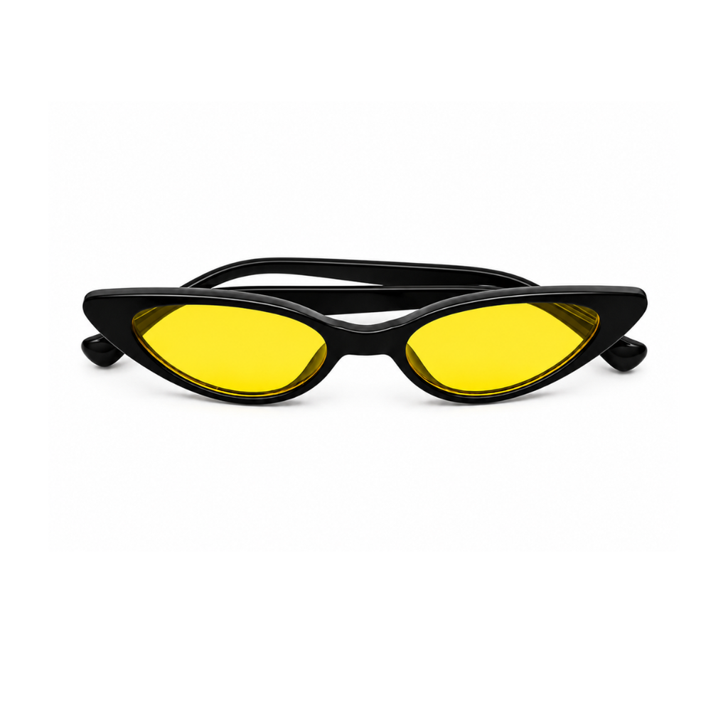 Black Yellow Cat Eye Funky Sunglasses for Men and Women