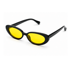 Black Yellow Oval Trendy Sunglasses for Men and Women