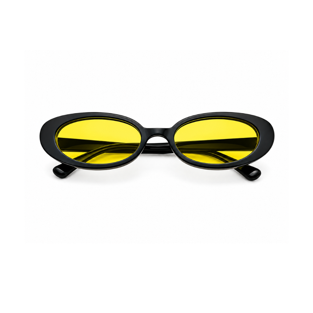 Black Yellow Oval Trendy Sunglasses for Men and Women