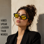 Black Yellow Oval Trendy Sunglasses for Men and Women