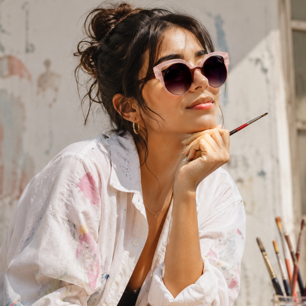 Blush Eclipse Round Cat-Eye Sunglasses for Women | Premium Fashion Eyewear
