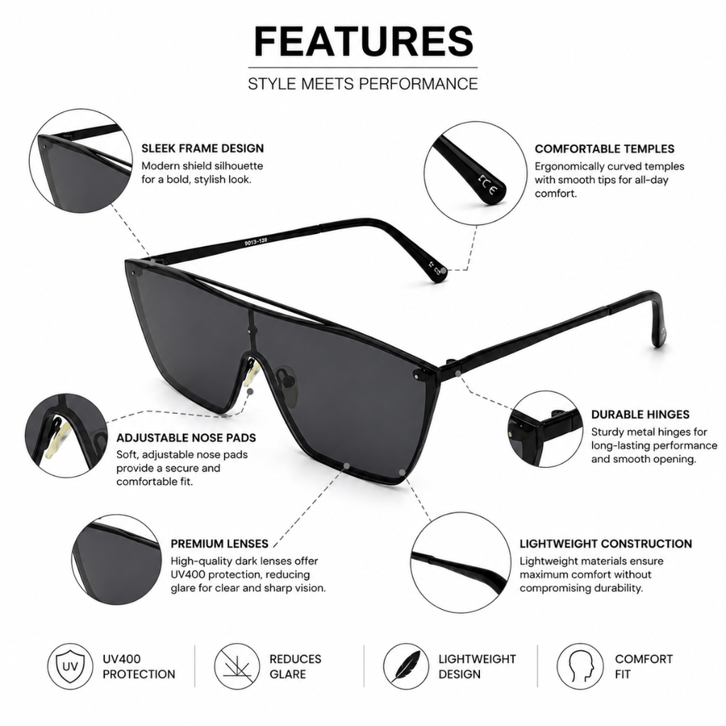 Phantom Visor Shield Sunglasses For Men