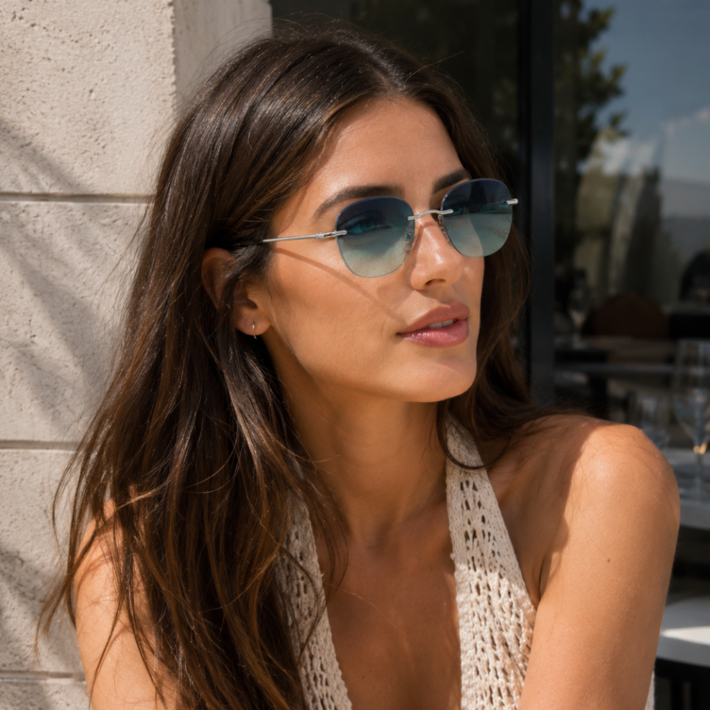 Azure Edge Rimless Sunglasses Unisex