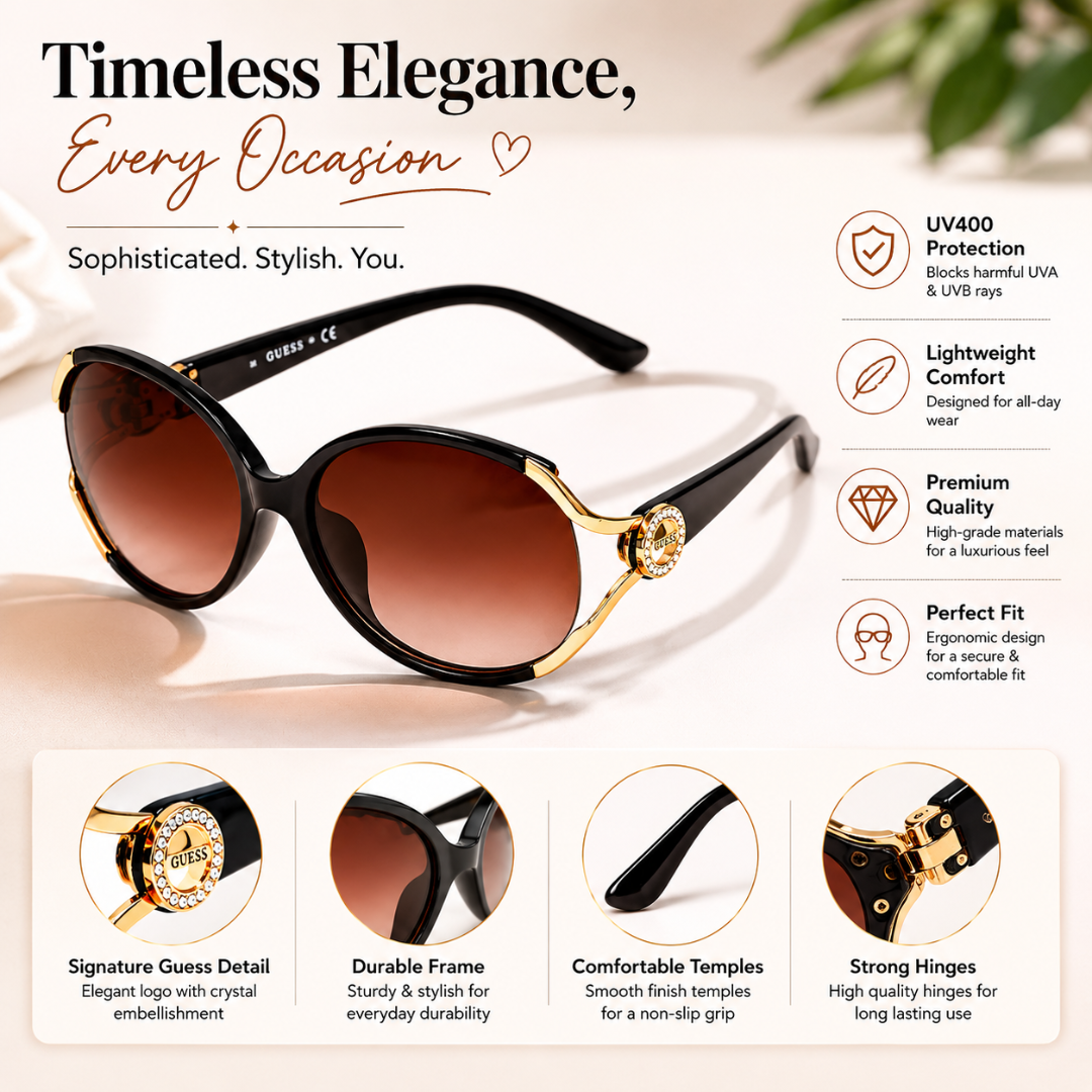 Brown Oval Trendy UV Protection Sunglasses for Women