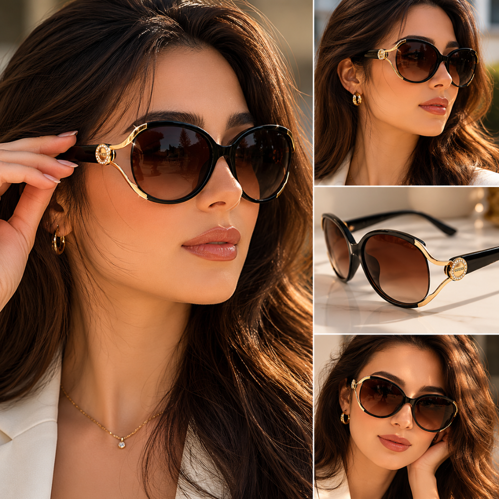 Brown Oval Trendy UV Protection Sunglasses for Women