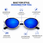 Blue Round Trendy Sunglasses for Men and Women