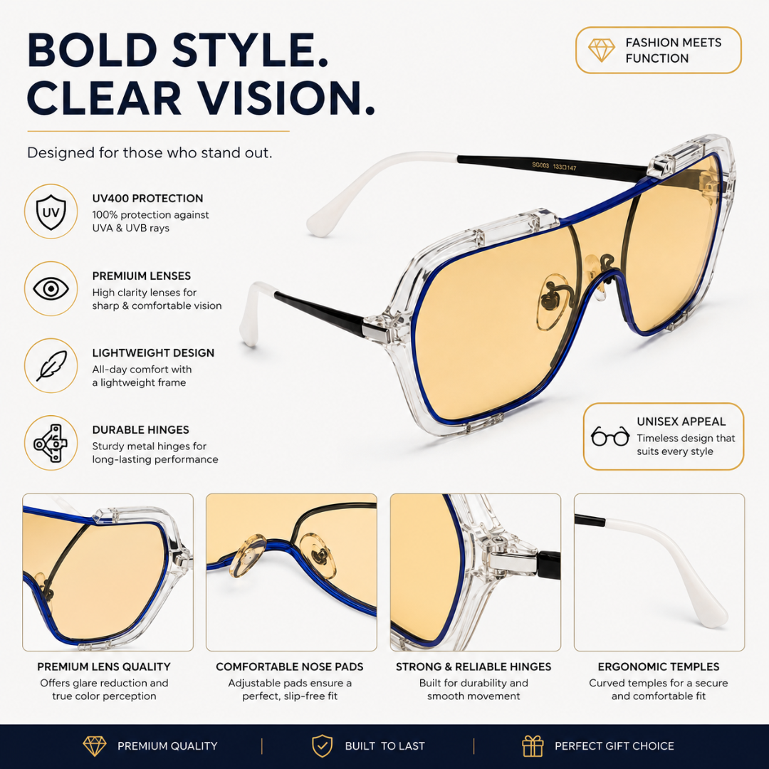 Yellow Aviator Classic Polarised UV Protection Sunglasses for Men