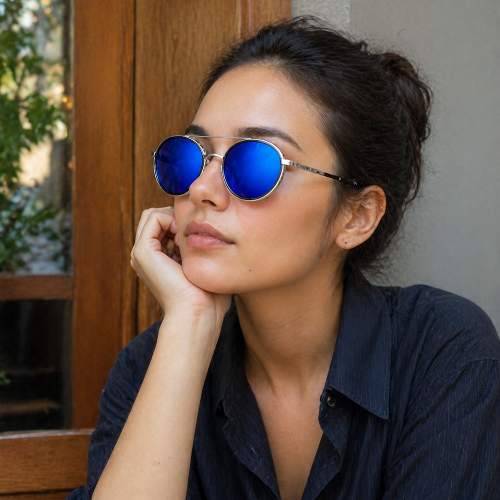 Blue Round Trendy Sunglasses for Men and Women