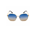 Blue Brown Hexagon Classic UV Protection Sunglasses for Men and Women