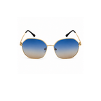Blue Brown Hexagon Classic UV Protection Sunglasses for Men and Women