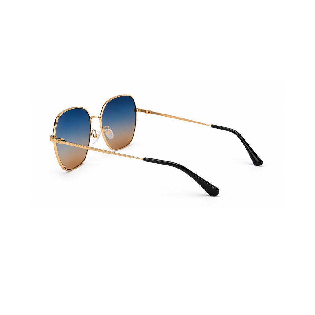 Blue Brown Hexagon Classic UV Protection Sunglasses for Men and Women