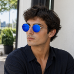 Blue Round Trendy Sunglasses for Men and Women