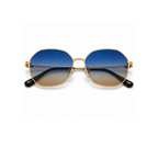 Blue Brown Hexagon Classic UV Protection Sunglasses for Men and Women