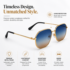 Blue Brown Hexagon Classic UV Protection Sunglasses for Men and Women