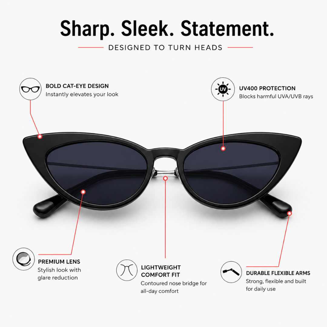 Black Cat Eye Funky Sunglasses for Women