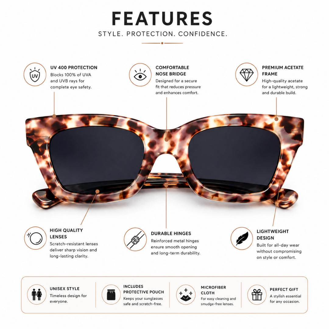 Brown Leopard Cat Eye Trendy Sunglasses for Women