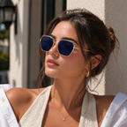 Blue Hexagon Trendy Sunglasses for women
