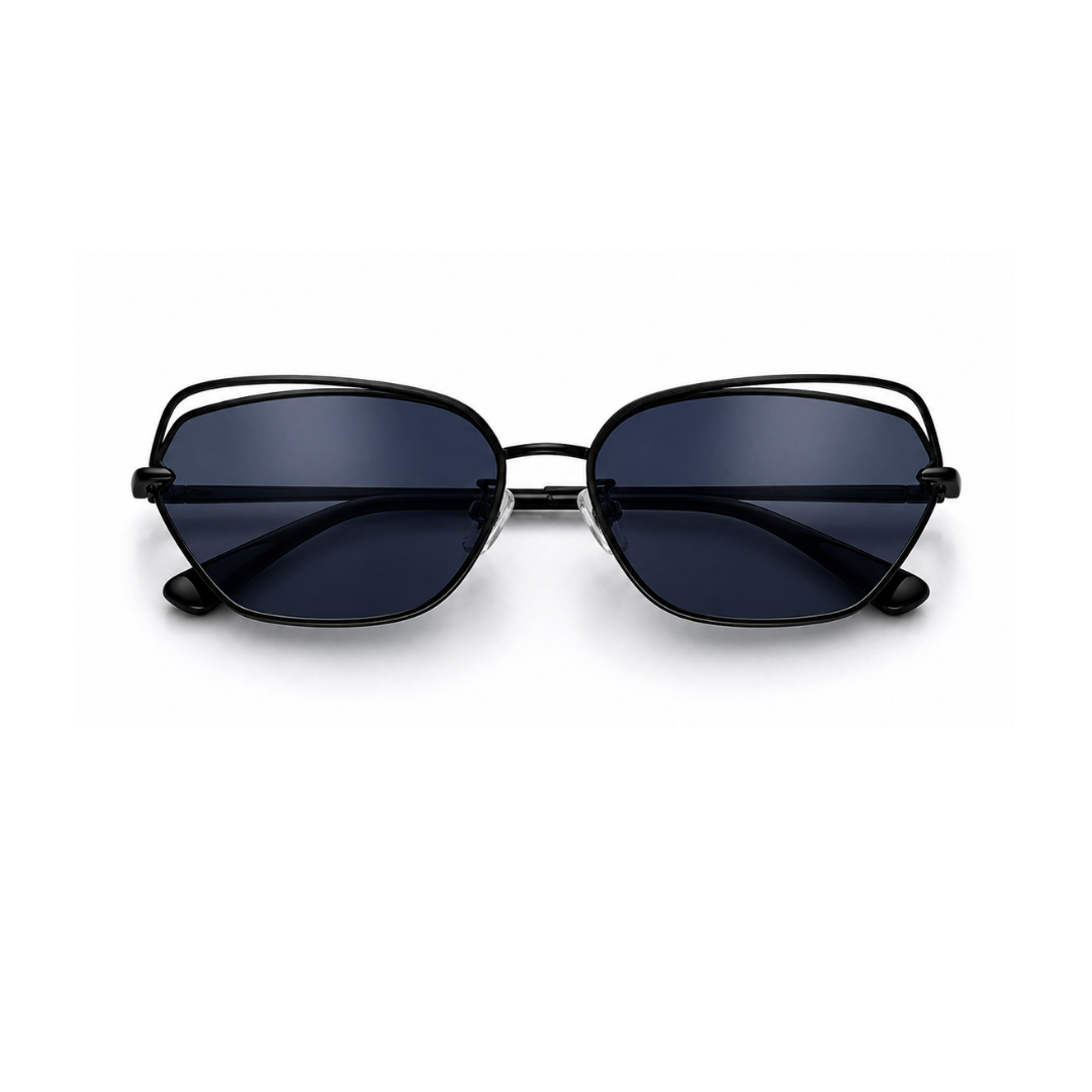 Black Butterfly Rectangle Sunglasses for Women