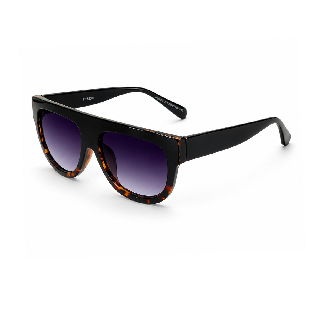 Black Leopard Square Trendy Sunglasses for Men