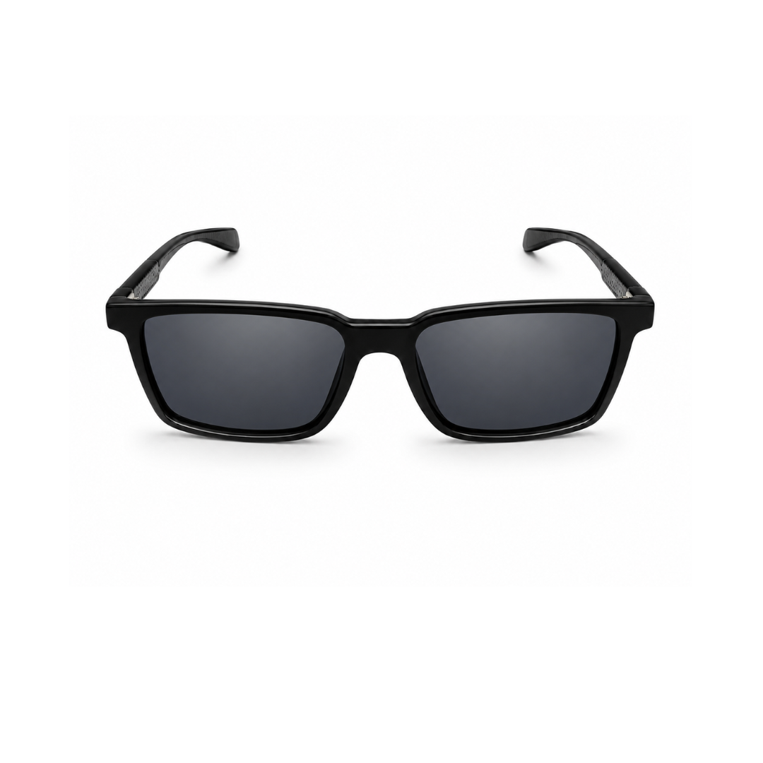 Black Rectangle Trendy Polarized Sunglasses for Men